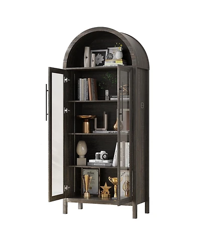 Vlsrka 72.8" Glass Door Display Cabinet, 5-Tier with Motion Led