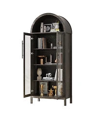 Vlsrka 72.8" Glass Door Display Cabinet, 5-Tier with Motion Led