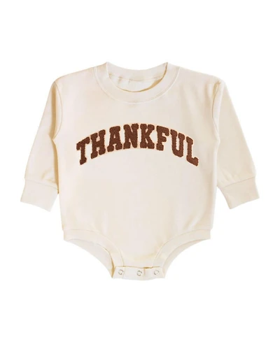 Sweet Wink Baby Boy Thankful Patch Varsity Thanksgiving Long Sleeve Romper