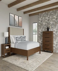 Furniture Davie Cracked Oak and Fabric 3-Pc. King Bedroom Set
