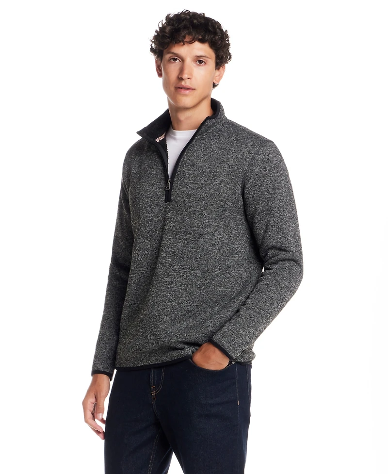 Weatherproof Vintage Men's Fleece Quarter Zip Sweater with Sherpa