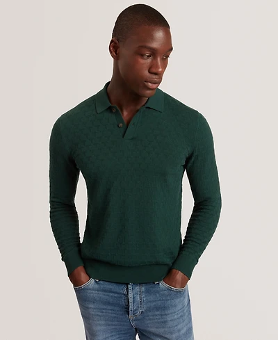 Ted Baker Men's Gaten T Stitch Long Sleeve Polo Shirt