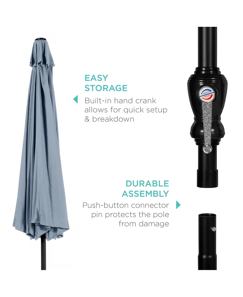Best Choice Products 10ft Outdoor Steel Market Patio Umbrella w/ Crank, Tilt Push Button, 6 Ribs
