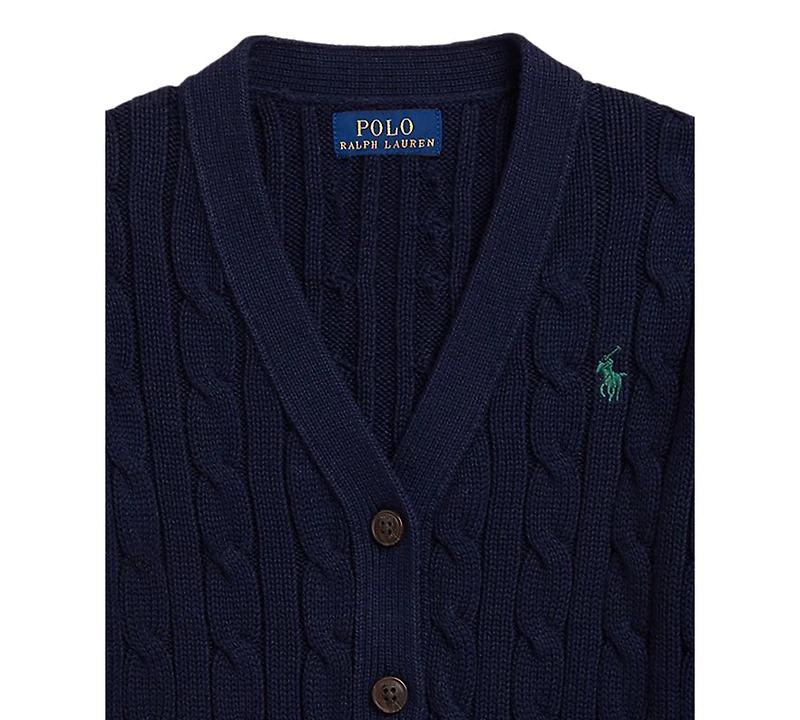Polo Ralph Lauren Girls 2T-6X Cable V-Neck Cardigan