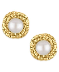Macy's Cultured Freshwater Pearl (6-6.5mm) Love Knit Stud Earrings in 10k Gold