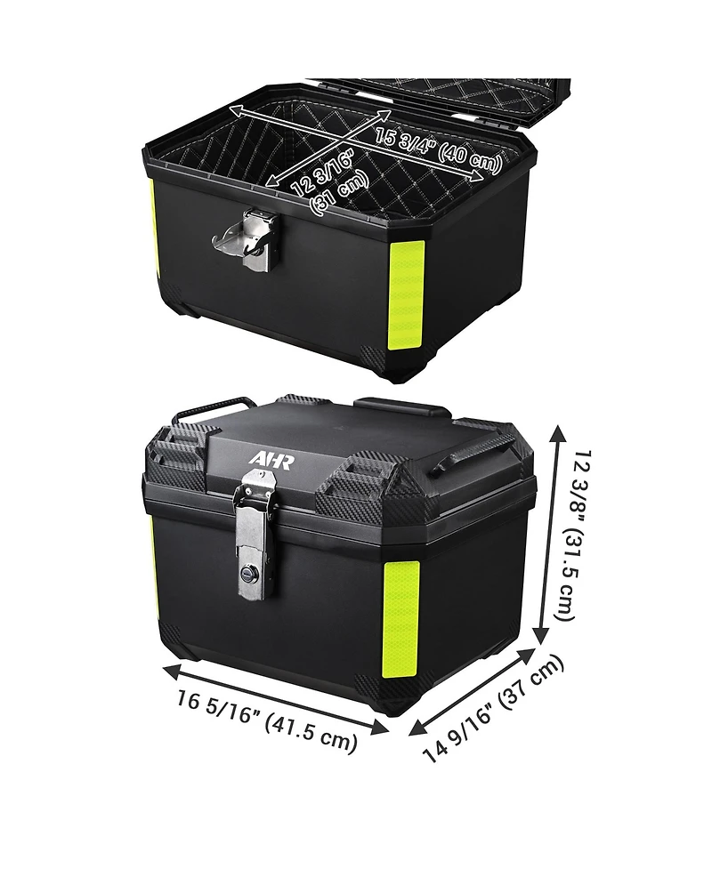 Ahr 45L Universal Motorcycle Tour Tail Box Scooter Trunk Storage with Backrest Safety Lock