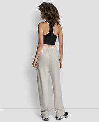 Dkny Women's Flocked Logo Boyfriend Open Leg Pants