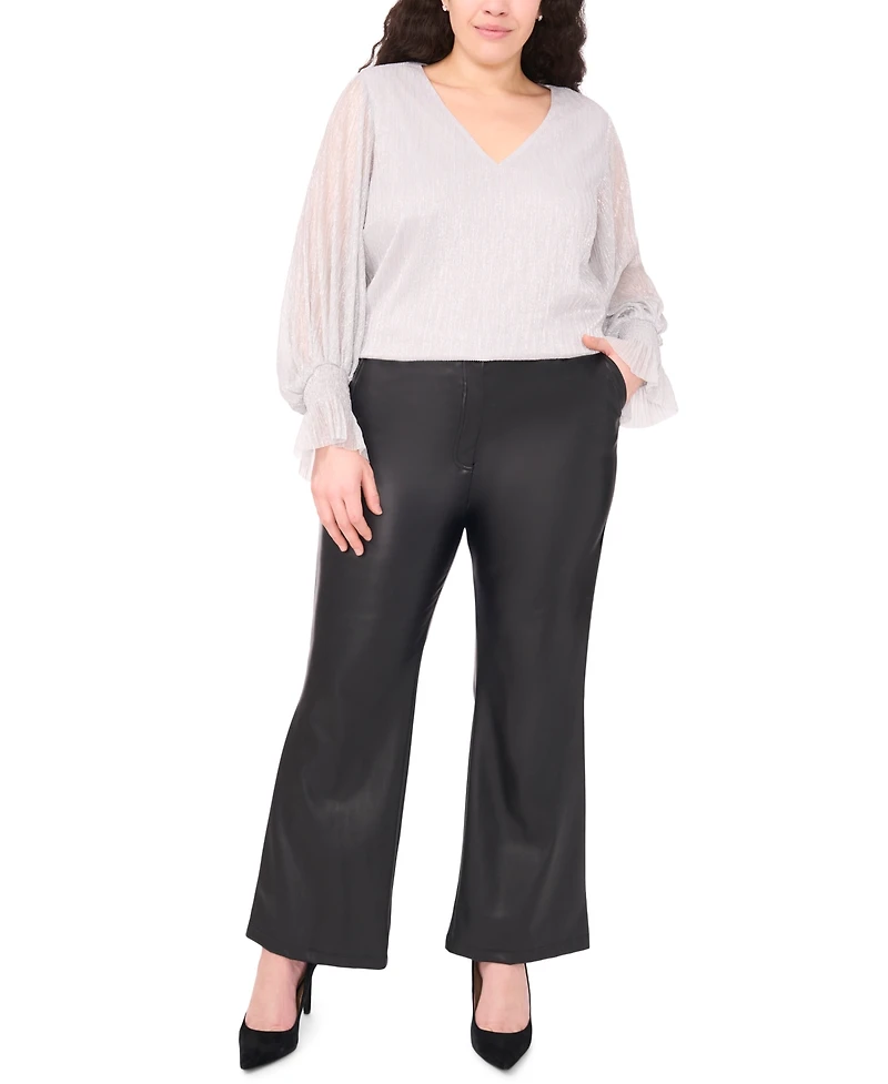 Vince Camuto Plus Metallic V-Neck Blouse