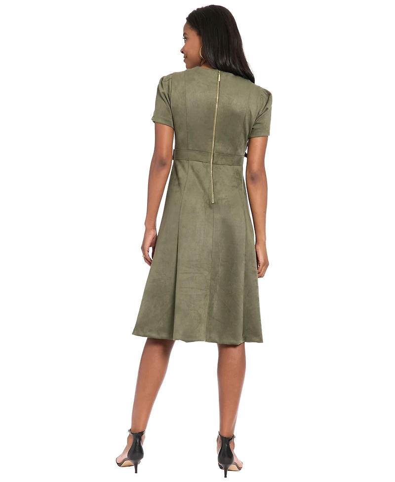 London Times Petite Crewneck Midi Dress