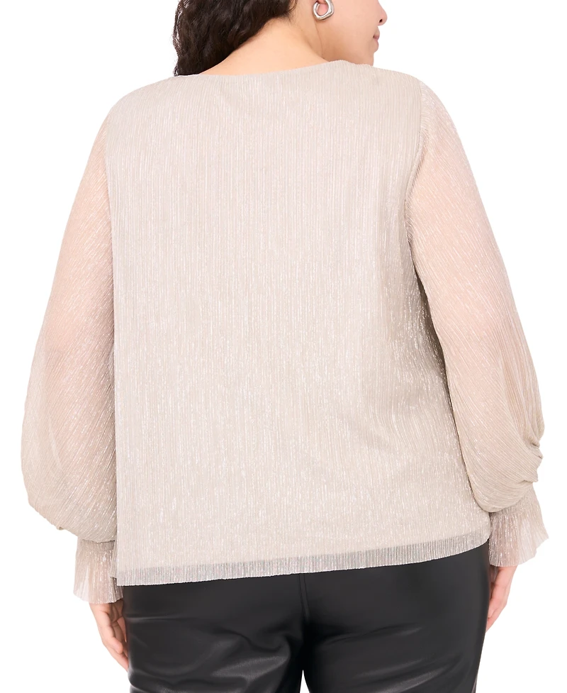 Vince Camuto Plus Metallic V-Neck Blouse