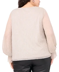 Vince Camuto Plus Metallic V-Neck Blouse