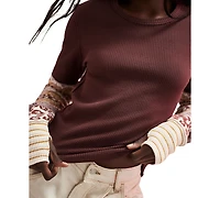 Free People Women's All In Cuff Long-Sleeve Cotton Top