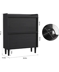 Shoe Cabinet with 2 Flip Drawers, Wooden Shoe Organizer with Adjustable Shelf, Shoe Storage for Entryway, Hidden Shoe Cabinet for Hallway, Living Room
