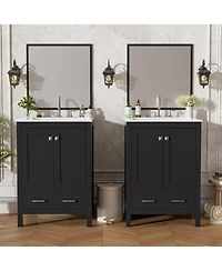 Lovmor Bathroom Vanity with Integrated Undermount Sink Storage Cabinet Divided Drawer for Versatile Storage