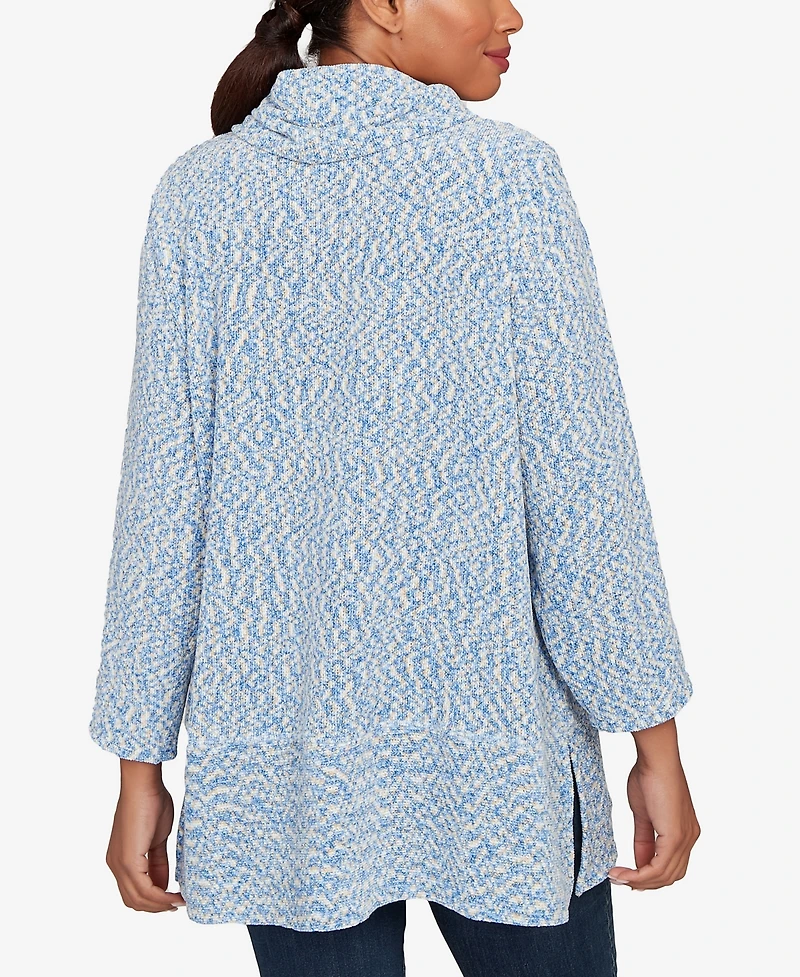 Ruby Rd. Petite Cowl Neck Space Dye Chenille Knit Top