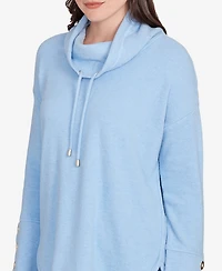 Ruby Rd. Petite Cowl Neck Cozy Hatchi Drawstring Top