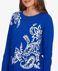 Ruby Rd. Petite Floral Paisley Jacquard Sweater