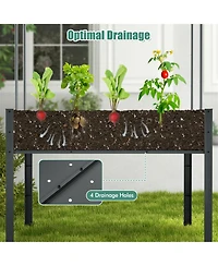 Gymax Raised Garden Bed w/ Cover & Legs Roll-up Window Climbing Trellis Drainage Holes