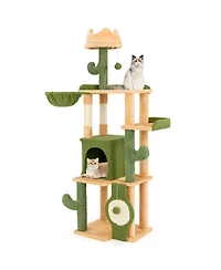 Gymax 63'' Cactus Cat Tree for Indoor Cats w/ Sisal Scratching Posts & Board Condo