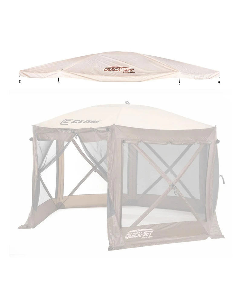 Clam Quick-Set Pavilion Screened Canopy Tent Rain Fly Tarp, Cover Only, Tan