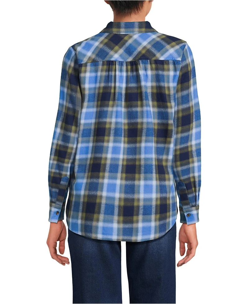Lands' End Women's Petite Flannel Boyfriend Fit Long Sleeve Shirt