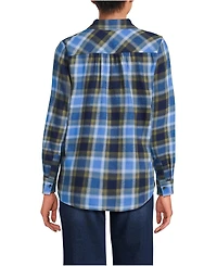 Lands' End Women's Petite Flannel Boyfriend Fit Long Sleeve Shirt