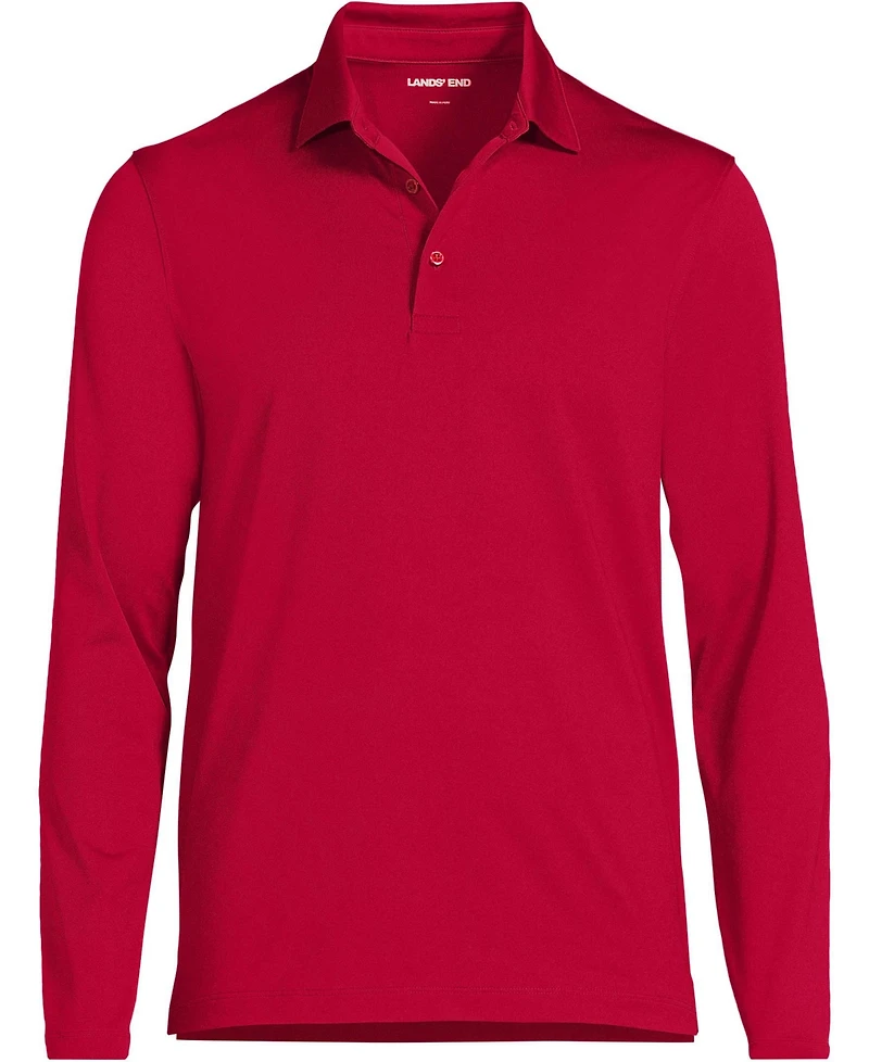Lands' End School Uniform Men's Rapid Dry Long Sleeve Modern Fit Polo