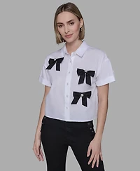 Karl Lagerfeld Paris Petite Bow Short sleeves Top