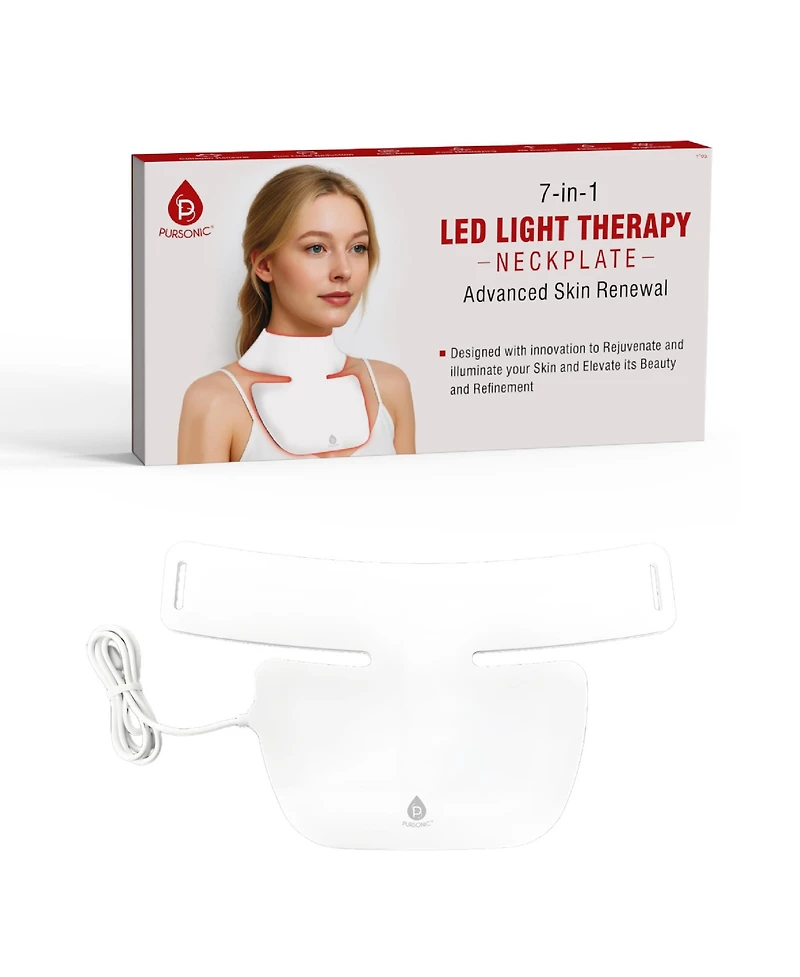 Pursonic Led Light Therapy Neckplate – Rejuvenate Your Neck & Decollete