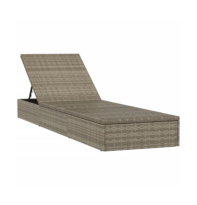 Patio Sunbed Set of 3 Gray Pe Rattan, Powder-Coated Steel Large