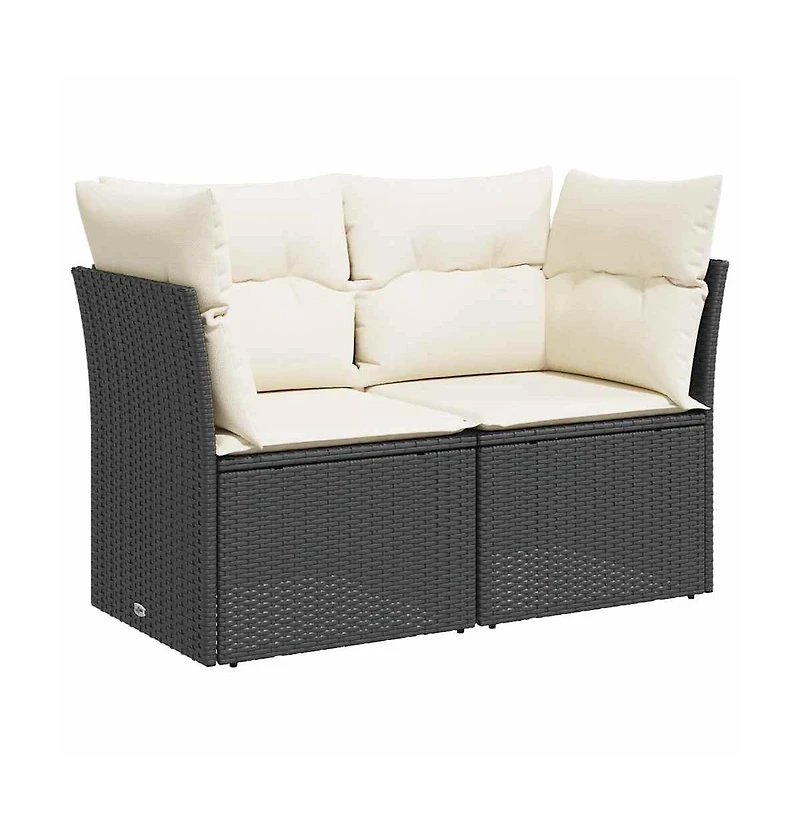 Garden Sofa Black Pe Rattan 2-seater Removable Covers