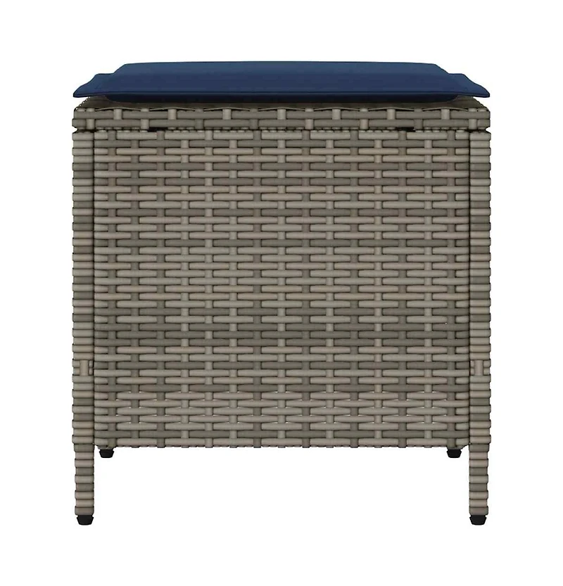 Garden Sofa Set Grey, Navy blue Pe rattan and powder-coated steel