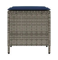 Garden Sofa Set Grey, Navy blue Pe rattan and powder-coated steel