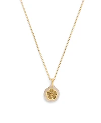 Coach Gold Plated Tea Rose Pendant Necklace