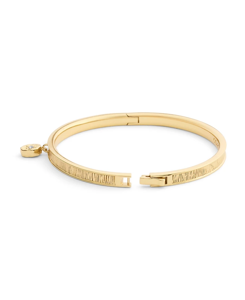 Coach Gold Plated Tea Rose Charm Bangle Bracelets
