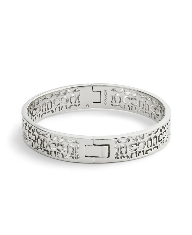 Coach Rhodium Plated Minimal Hinged Bangle Bracelets