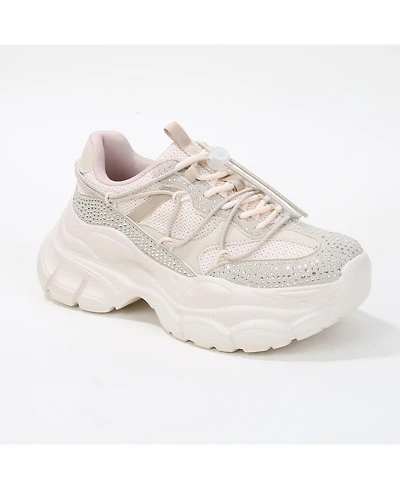 Berness Rosa Rhinestone Mesh Sneakers