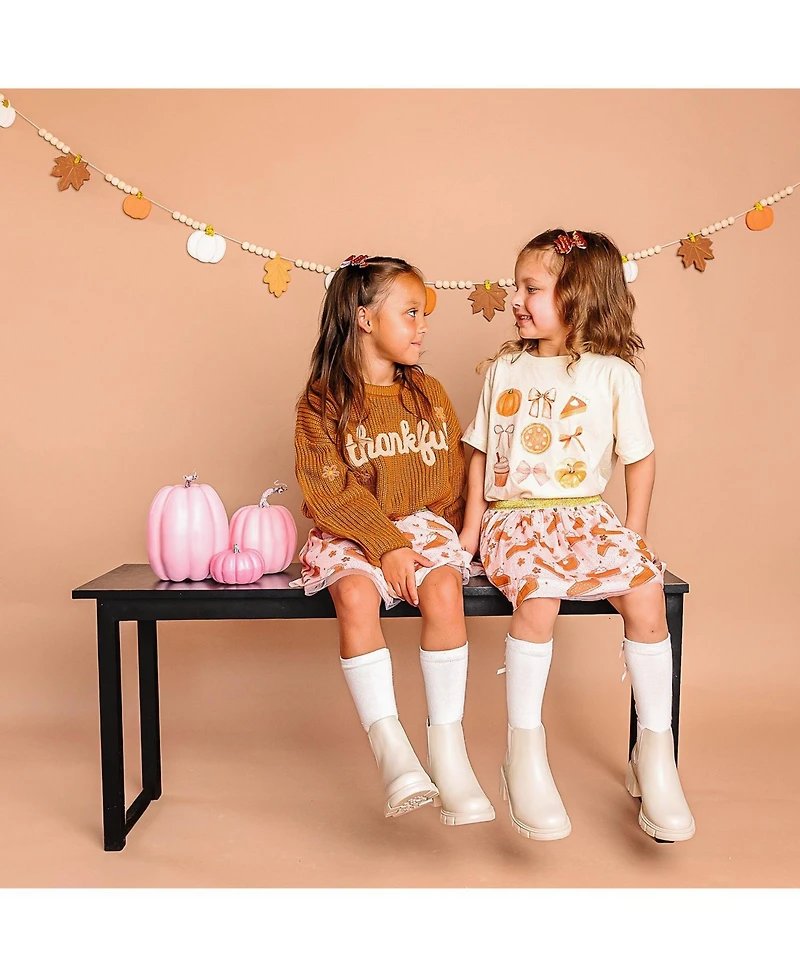 Sweet Wink Toddler Girls Thankful Cutie Thanksgiving Short Sleeve T-Shirt