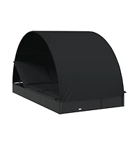 Sunbed Black Pe rattan, powder-coated steel, fabric (100% polyester)
