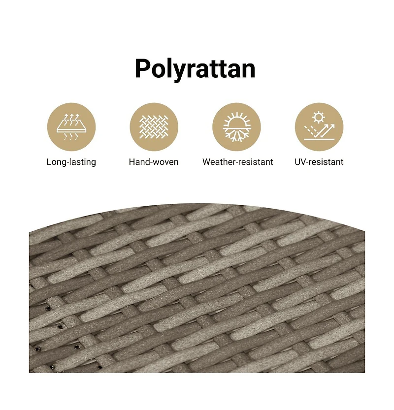 Garden Sofa Grey Pe Rattan, Powder-coated Steel Medium Modular