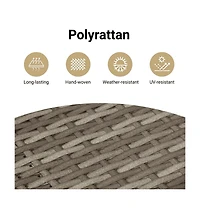 Garden Sofa Grey Pe Rattan, Powder-coated Steel Medium Modular