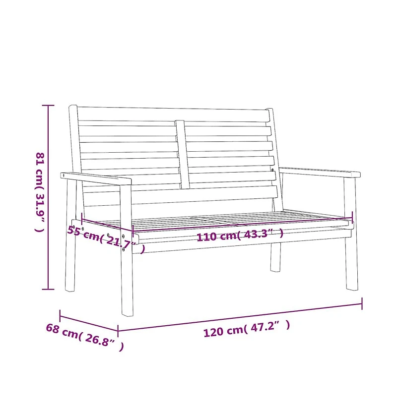 Garden Sofa Bench Natural Wood Solid Acacia Wood Medium Durable