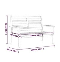 Garden Sofa Bench Natural Wood Solid Acacia Wood Medium Durable