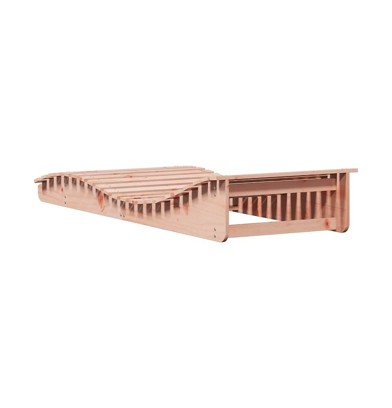 Sun Lounger Brown Solid Douglas wood Full-sized Foldable