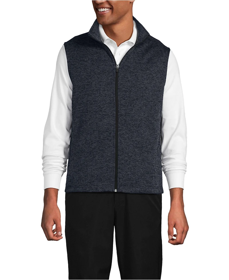 Lands' End Men's School Uniform Unisex Sweater Fleece Zip Front Vest