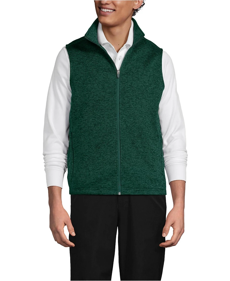 Lands' End Men's School Uniform Unisex Sweater Fleece Zip Front Vest