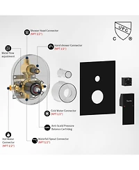 Rainsken Male Npt Black Shower System, 12 Inch Shower Fixtures Rain Shower Head with Handheld Shower Spray, Wall Mount Shower Faucet Set for Bathroom