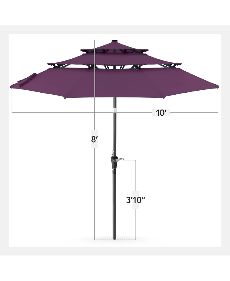 Best Choice Products 10ft 3-Tier Patio Umbrella, Market Sun Shade w/ Tilt Adjustment