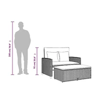 Patio Sofa Brown and Red Poly Rattan 2-Seater