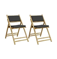 vidaXL Bistro Chair Set of 2 Dark grey Bamboo, Polyester Standard